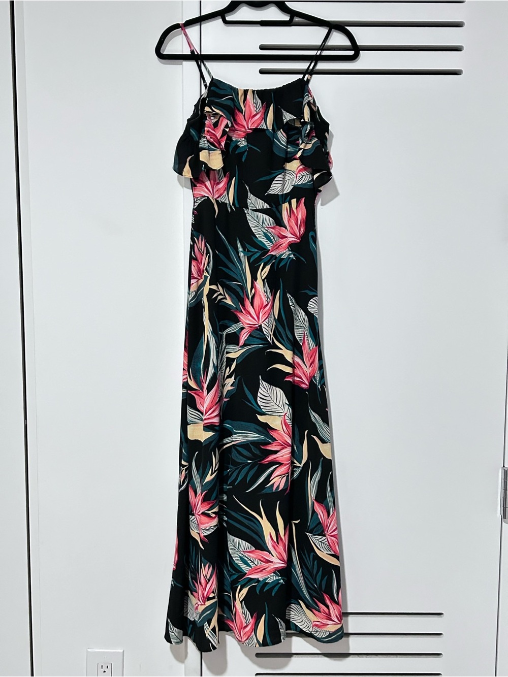 Rebecca Minkoff Black Tropical Floral Maxi Dress Small
